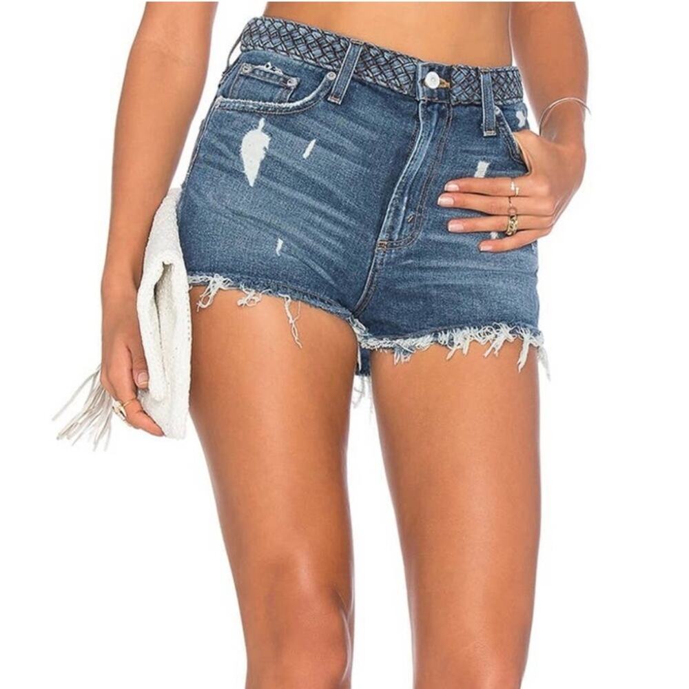 Tularosa x Revolve Emma High-Rise Braided Denim Short Copacabana Wash - Size 26